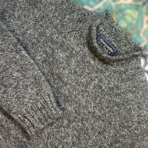 Vintage Abercrombie & Fitch Sweater Speckled Wool Chunky Knit Roll Neck 90s